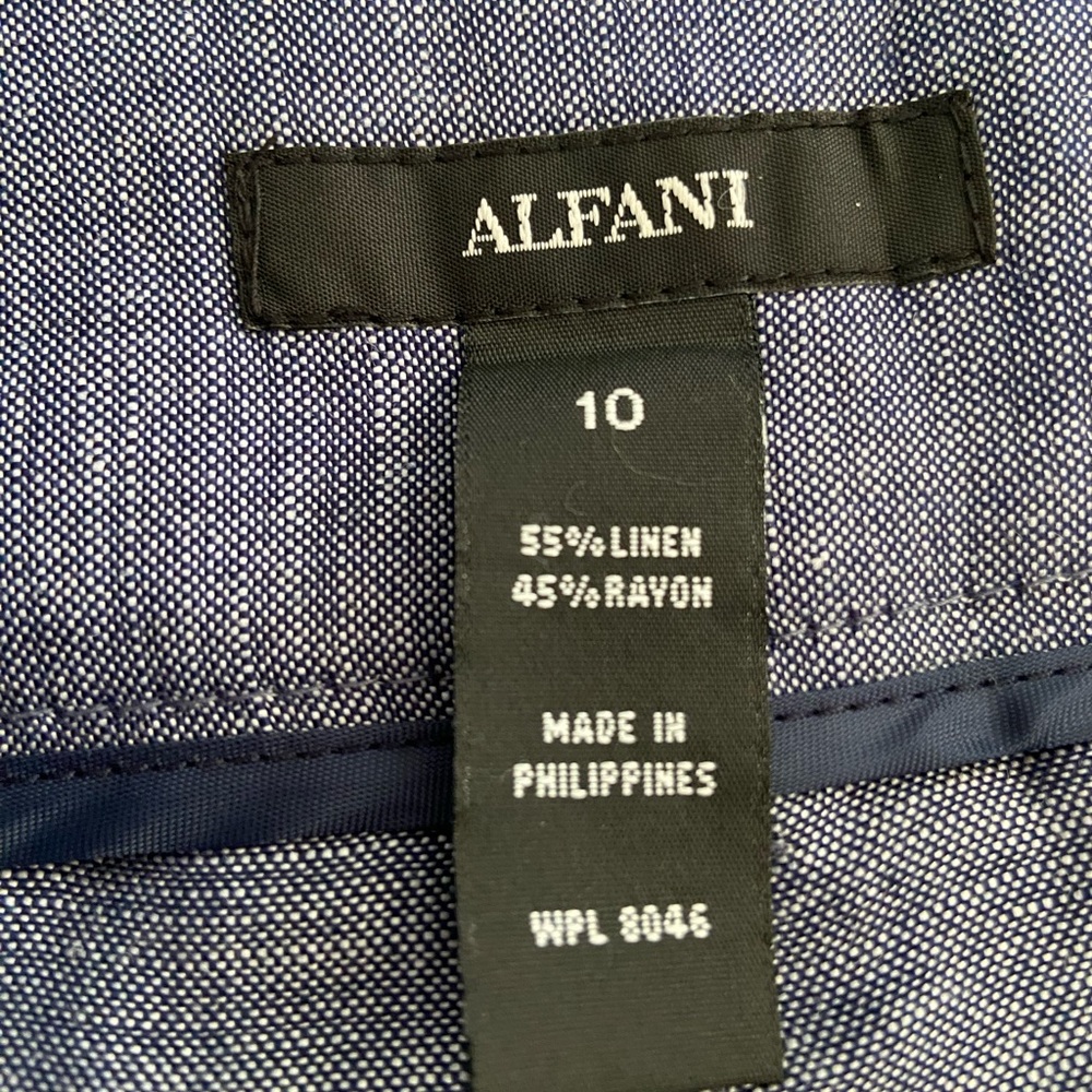 🆕 NWT Alfani Size 10 Linen Blend Wide Leg Blue Pants - Picture 4 of 11